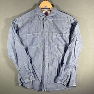 Weatherproof Vintage Mens L Chambray Shirt Long Sleeve Button Up Casual